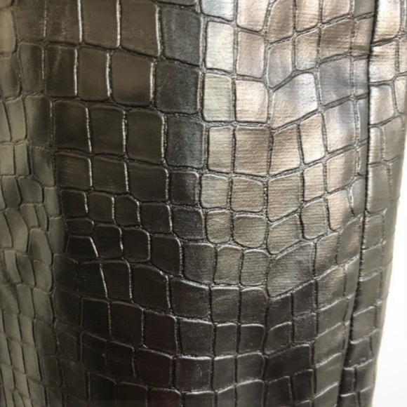 New! Amanda Uprichard Croc-Embossed Faux Leather Beekman Pants 🖤 XS - Picture 6 of 12